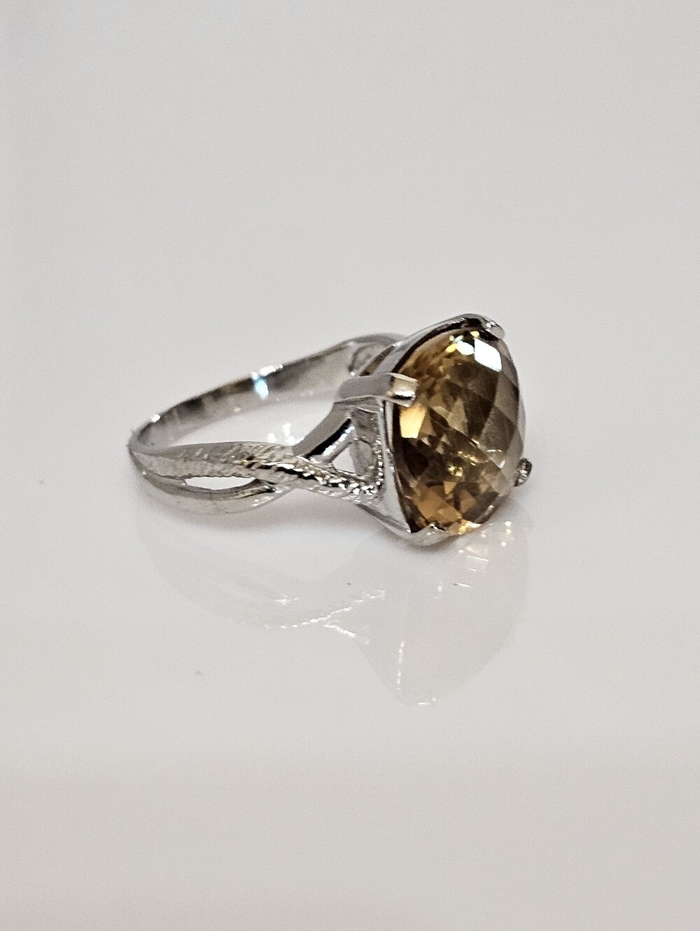 Natural Cushion Cut Citrine Sterling Silver Size 8 - Picture 10 of 10